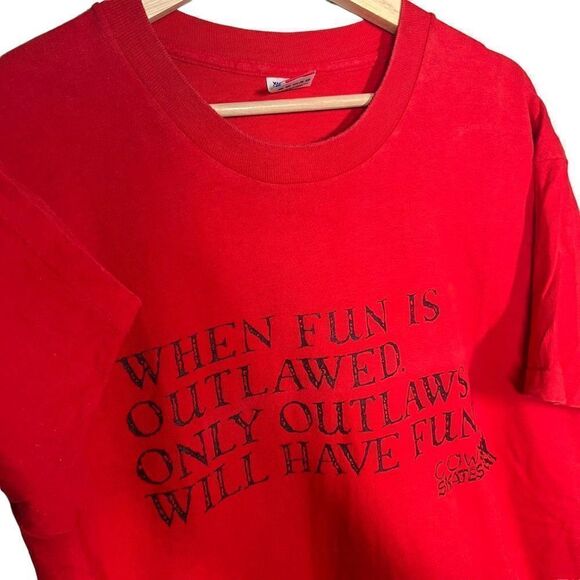 Vintage 90s Outlaws Will Have Fun Comedy T-shirt Mens XL Red Single Stitched Mad - Picture 3 of 4